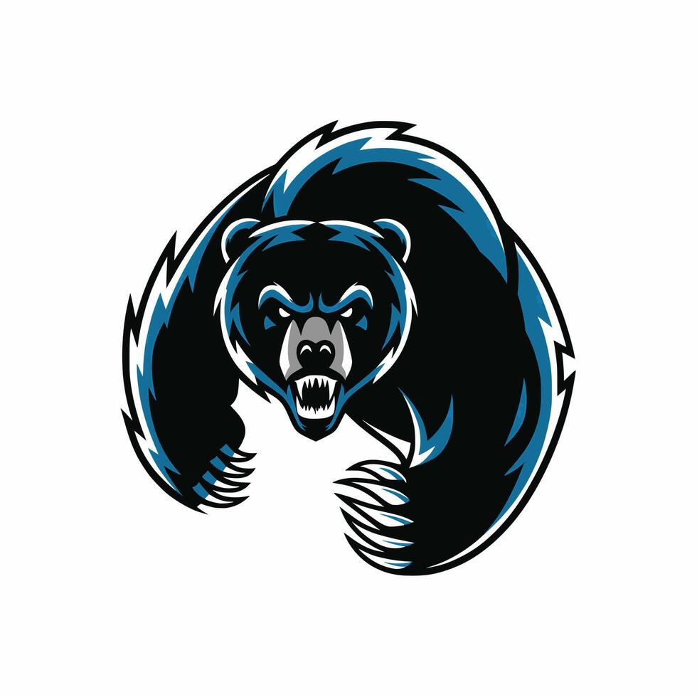 bear black attacking with claws design illustration logo vector