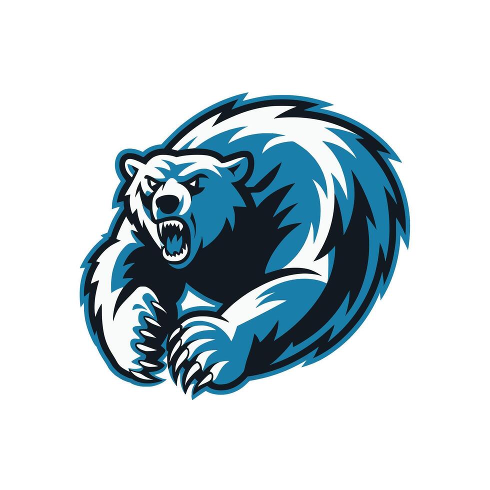 polar bear head design logo illustration in side view vector