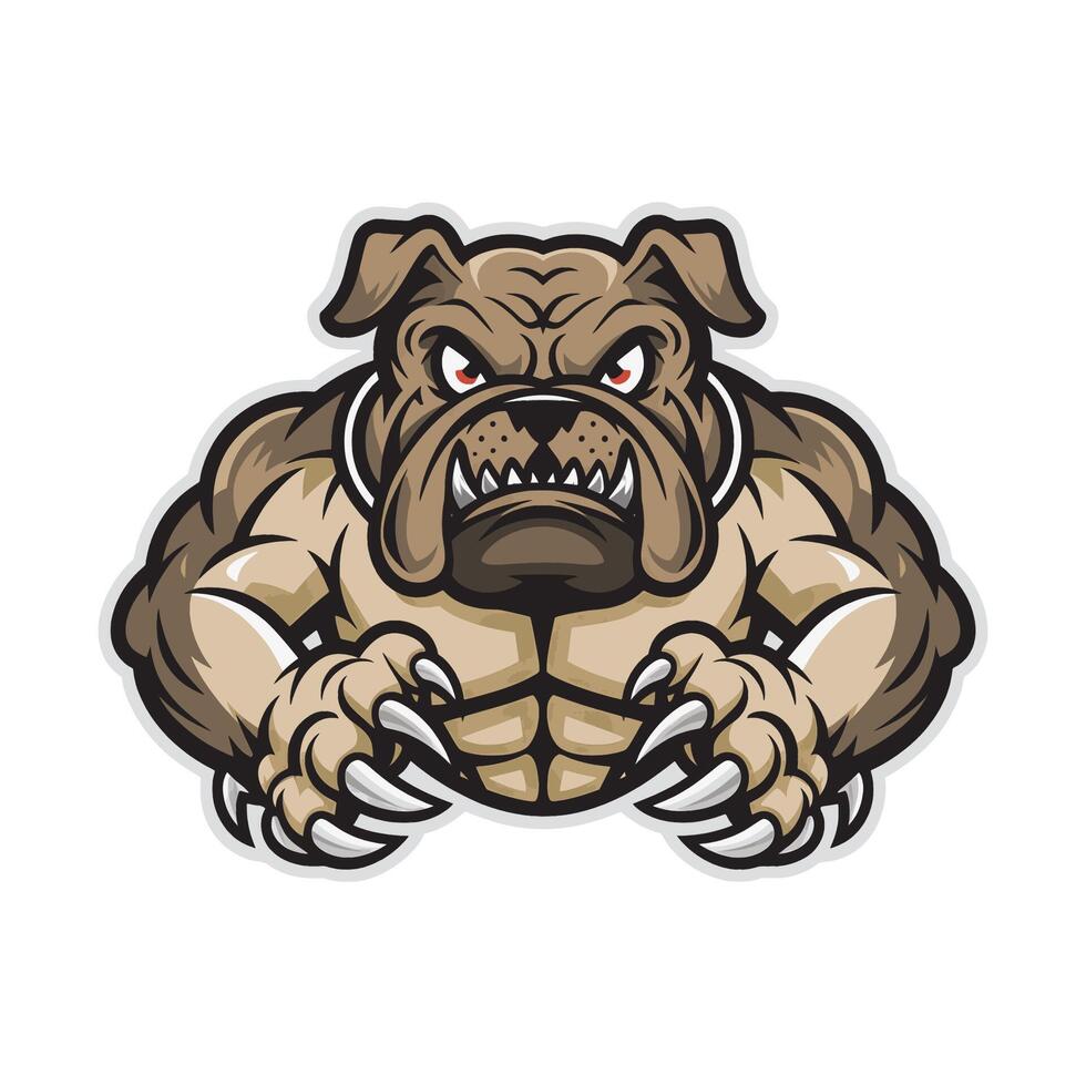 bulldog illustration muscular attacking with claws design logo on white background vector