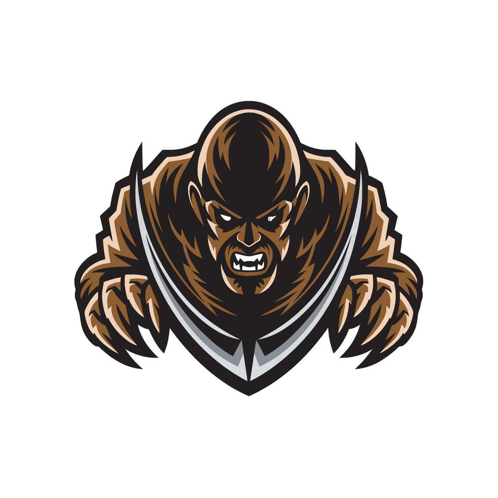 pirate angry pose attacking with claws illustration logo vector