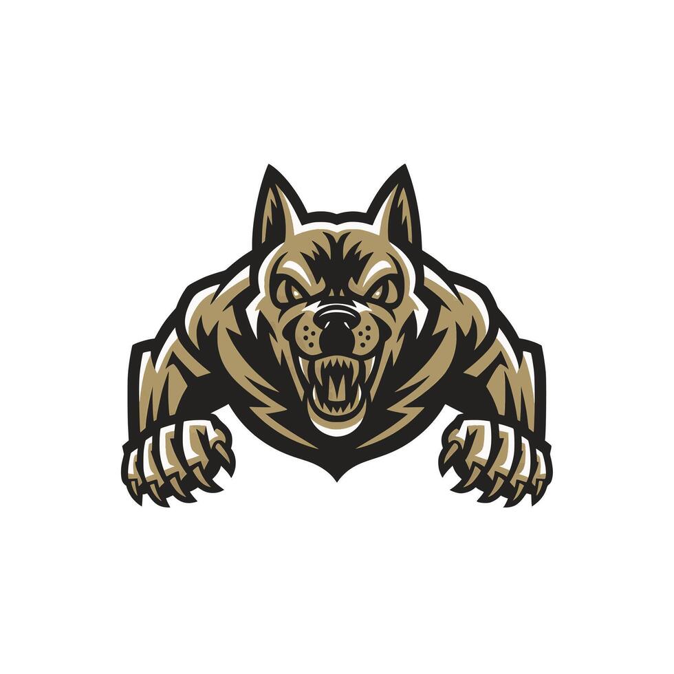 hyena attacking pose with claws design logo on white background vector