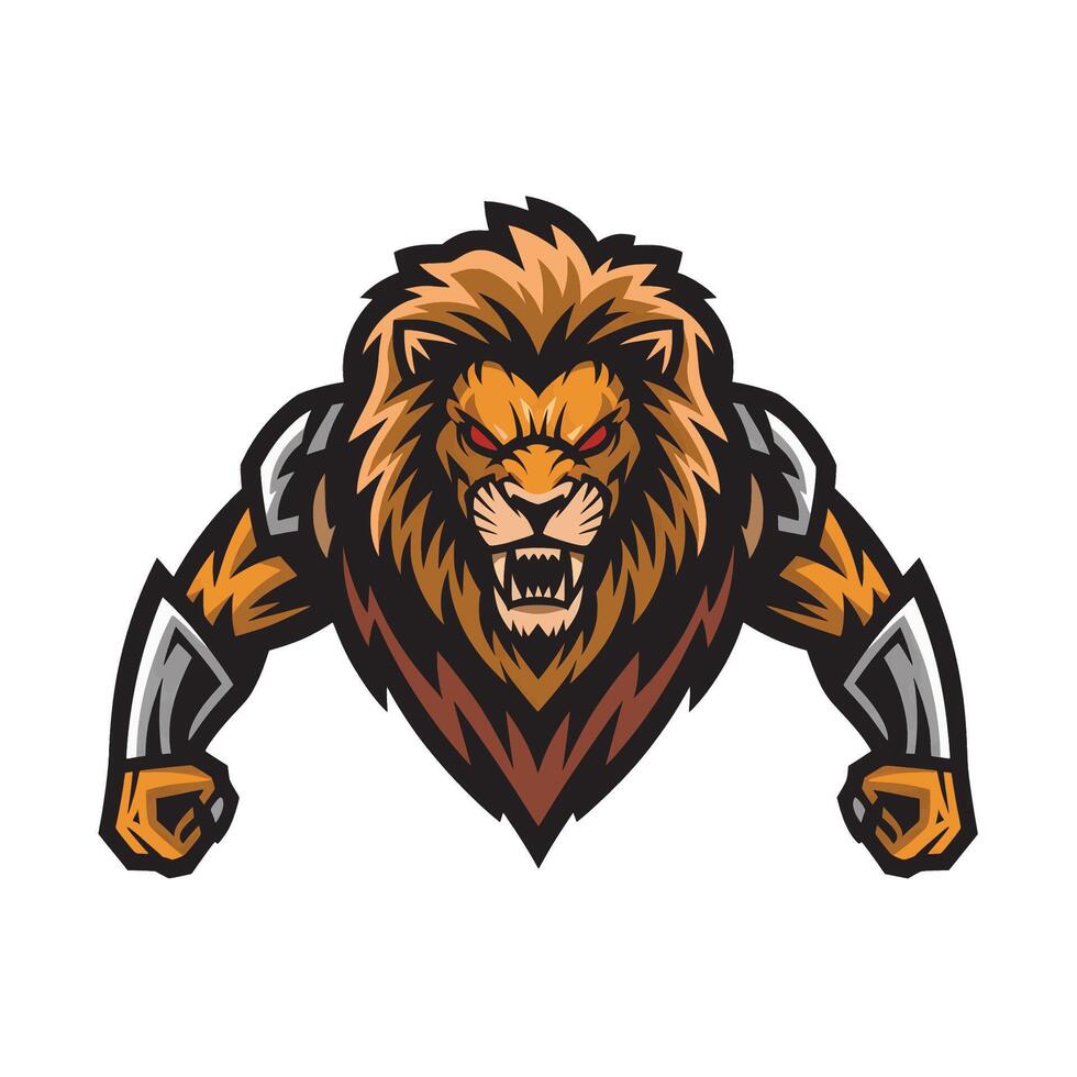 lion attacking pose with claws design logo on white background vector