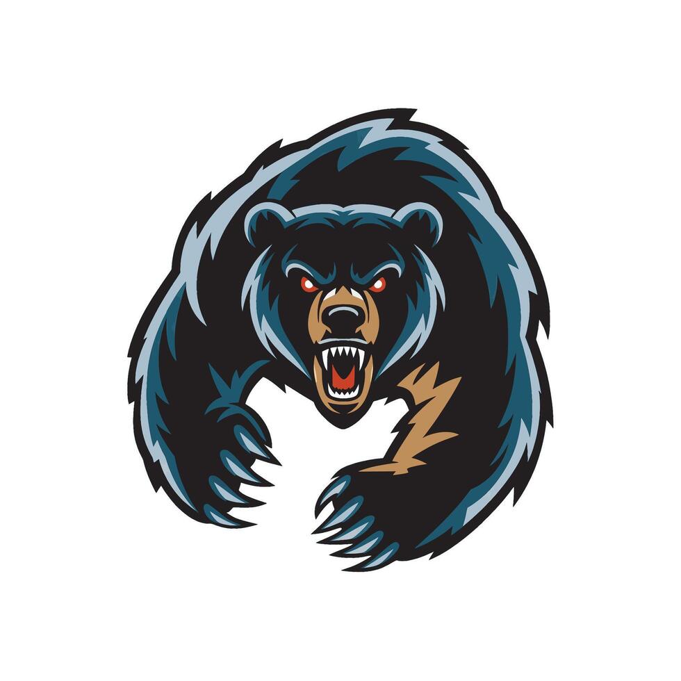 black bear attacking with claws design illustration logo on white background vector