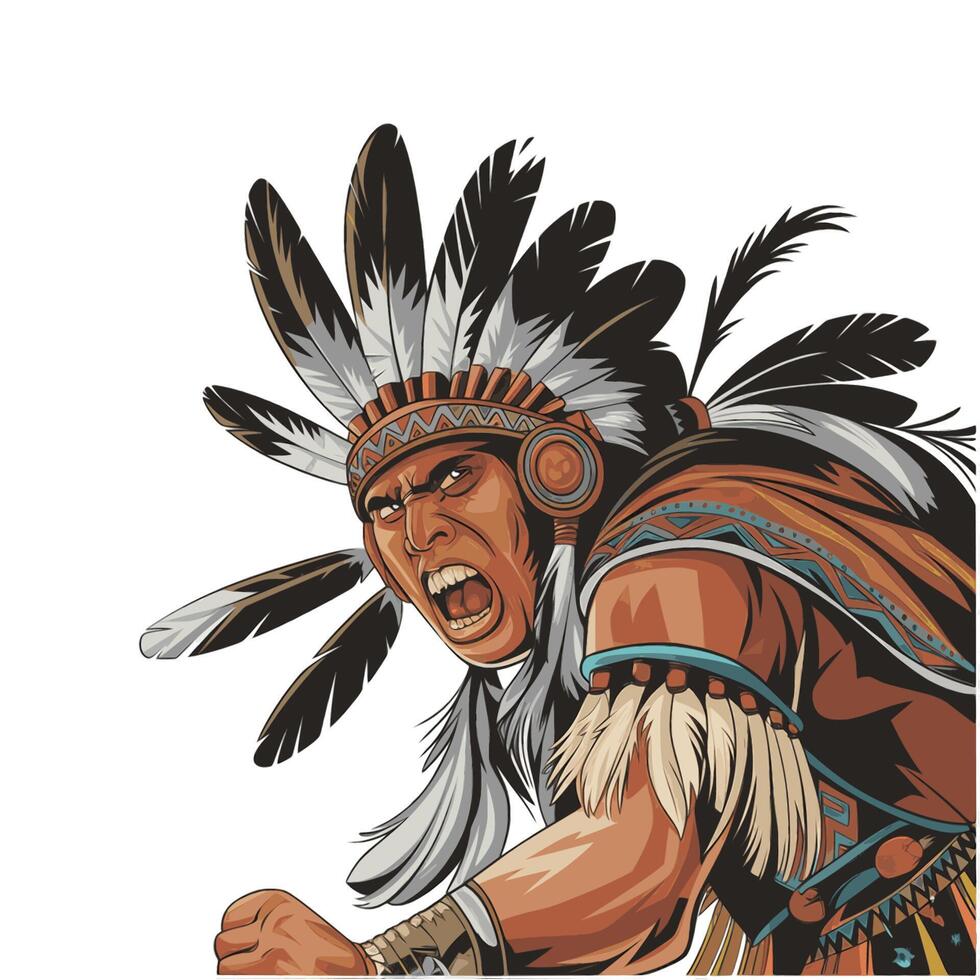 Indian tribal characters angry design logo illustration vector