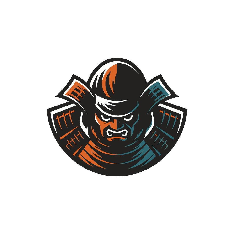 samurai wild character design illustration logo on white background vector
