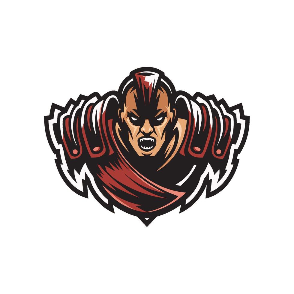 gladiator pose wild design illustration logo on white background vector