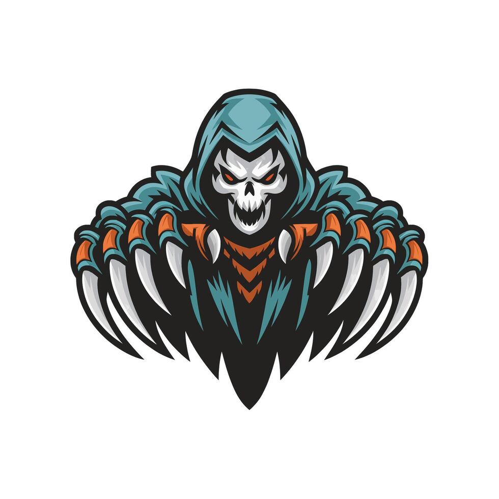 grim reaper attacking with claws logo on white background vector