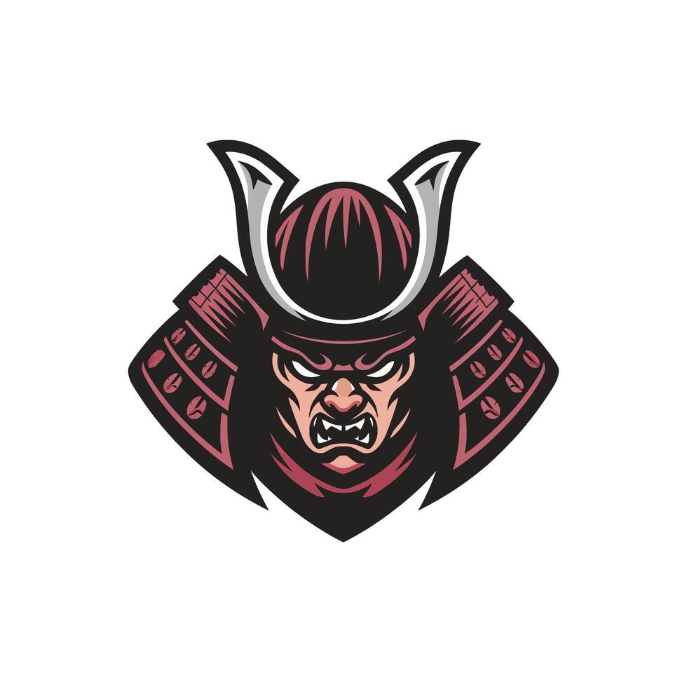 samurai head angry character design illustration logo vector