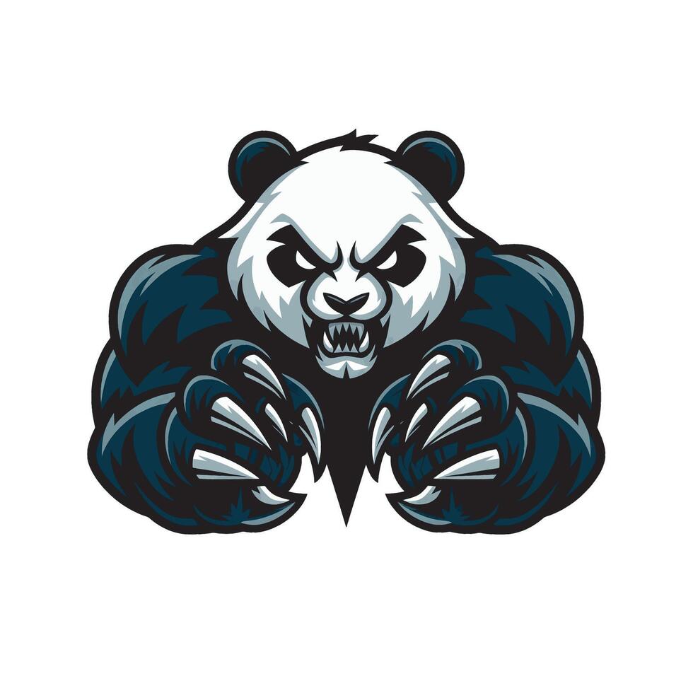 panda fierce attacking with claws logo design illustration on white background vector