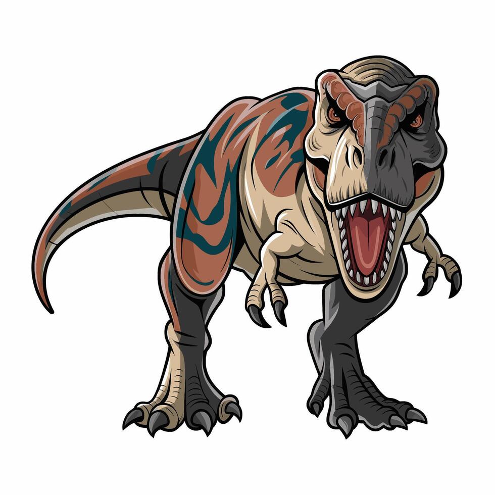 tyrannosaurus illustration attacking with claws logo on white background vector