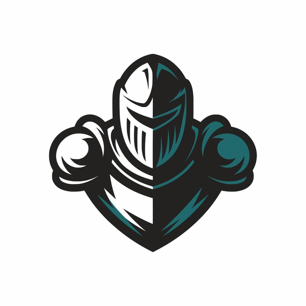 knight pose standing hold design logo illustration vector