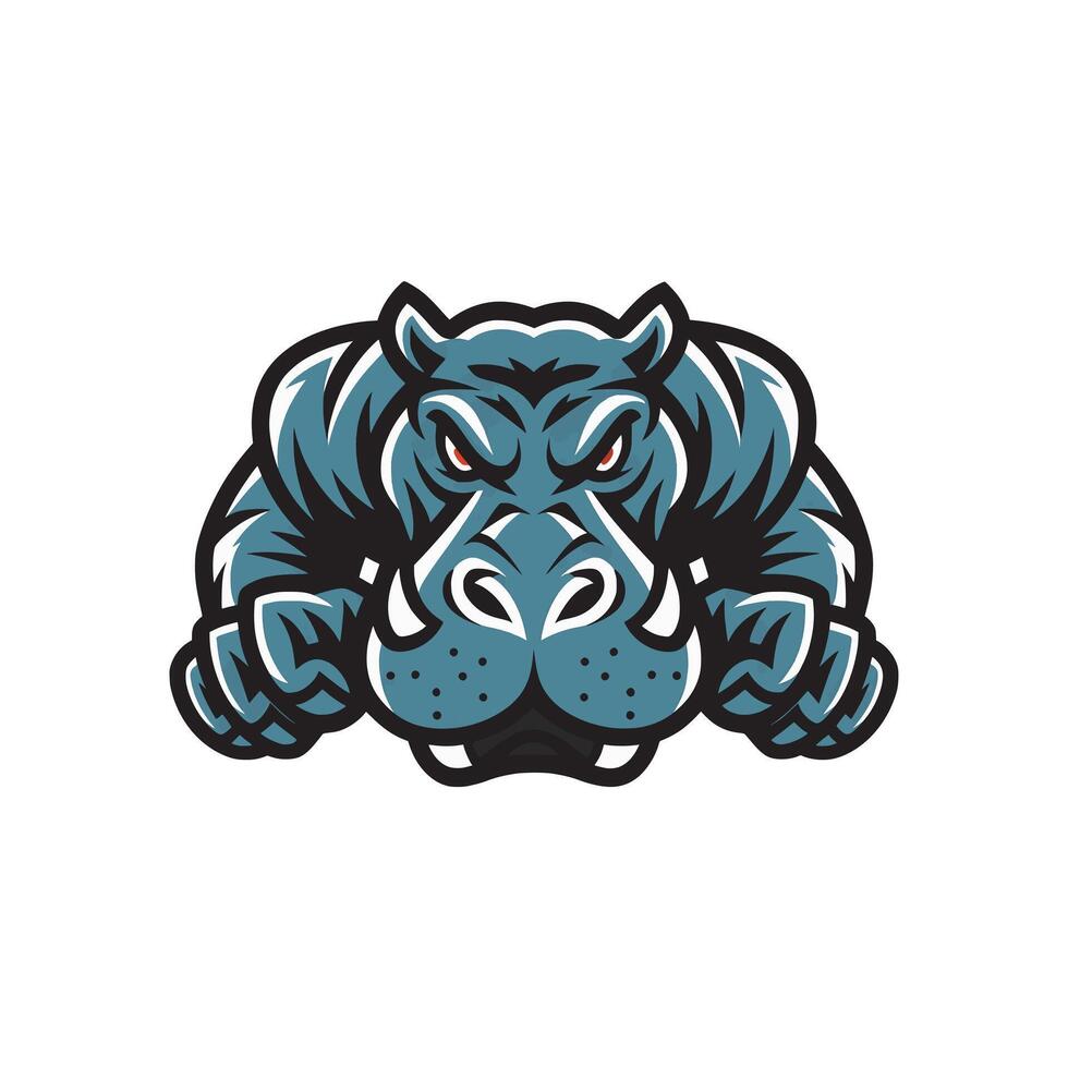 hippopotamus fierce design logo illustration on white background vector