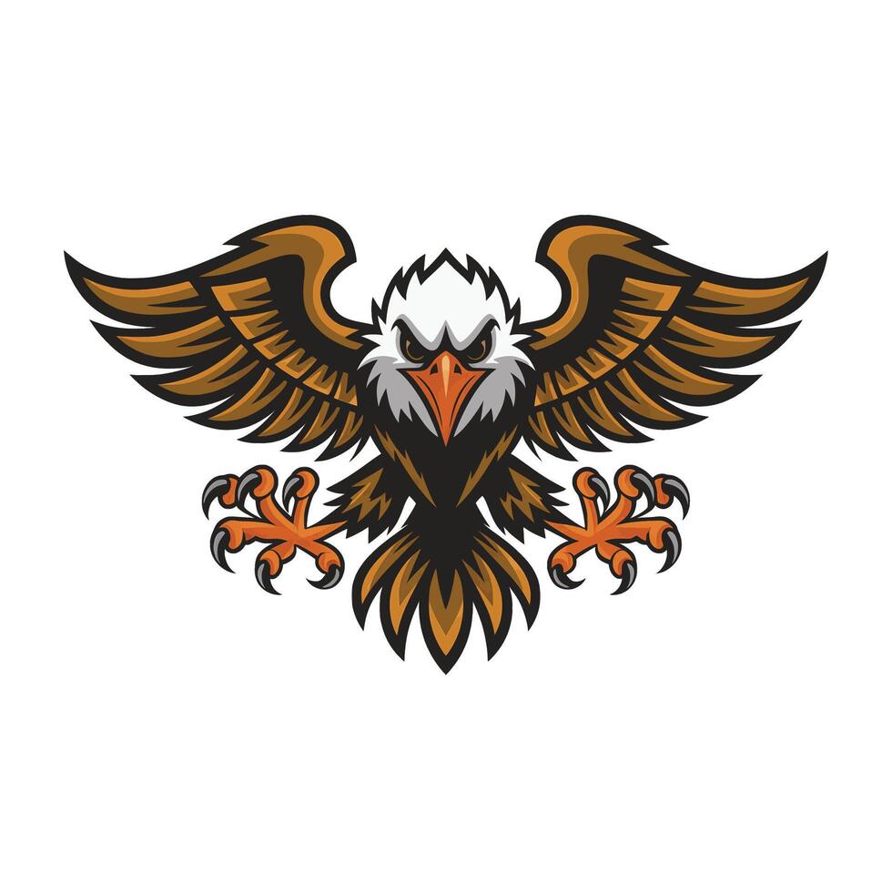 eagle fliying attacking pose with claws logo illustration design vector