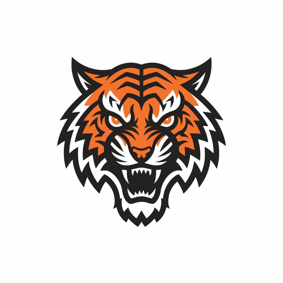 tiger head design logo illustration on white background vector