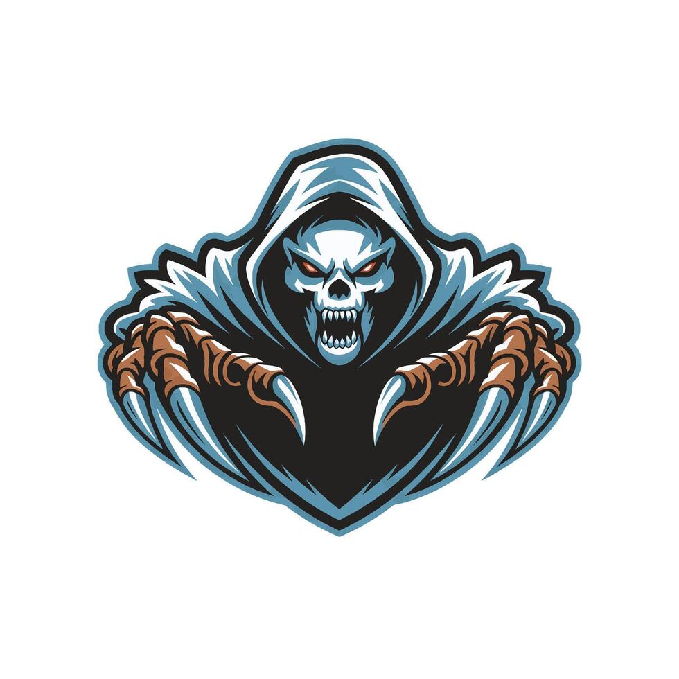 grim reaper pose attacking with claws design logo vector
