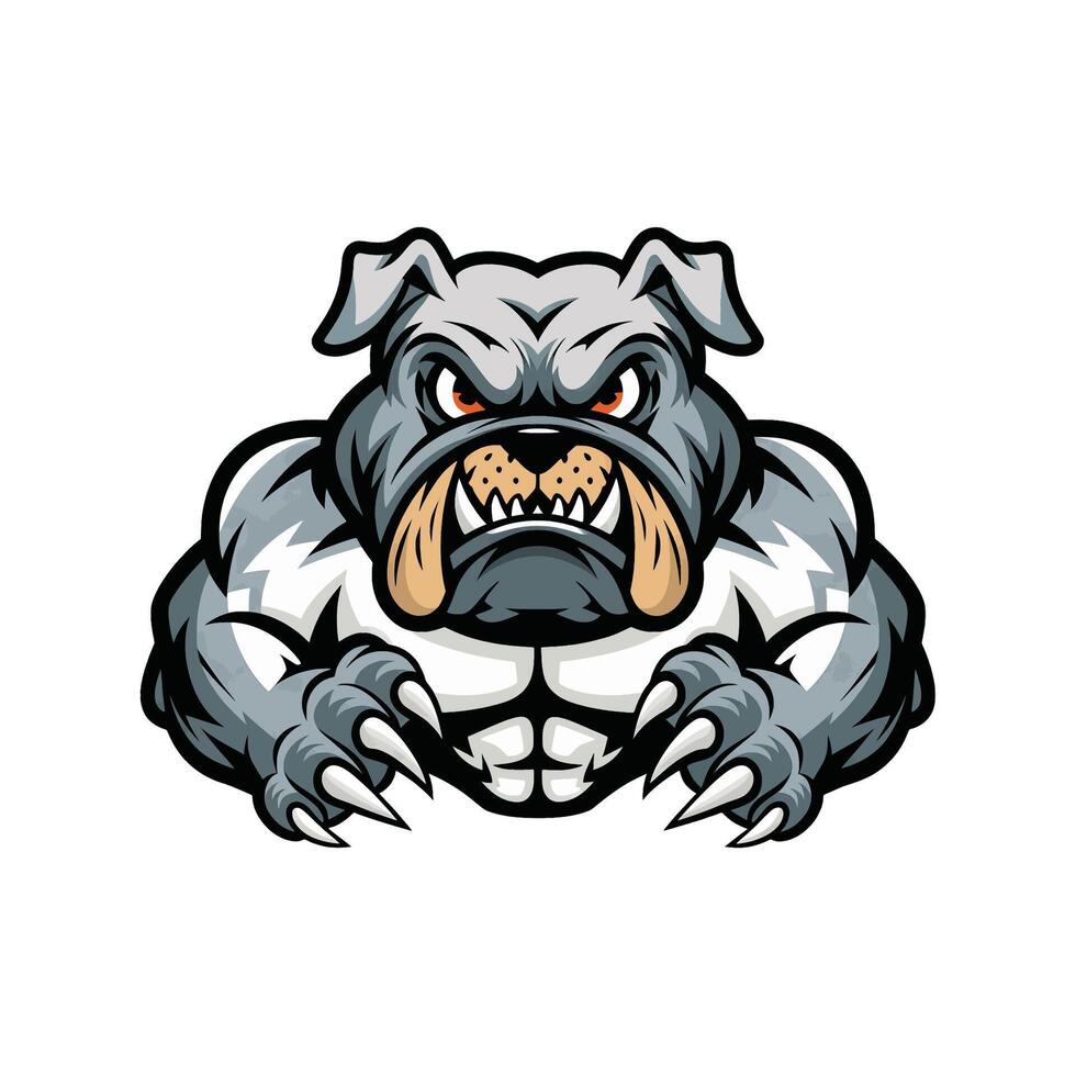 dog attacking pose with claws design logo on white background vector