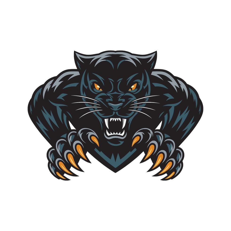 black panther illustration logo attacking with claws design on white background vector