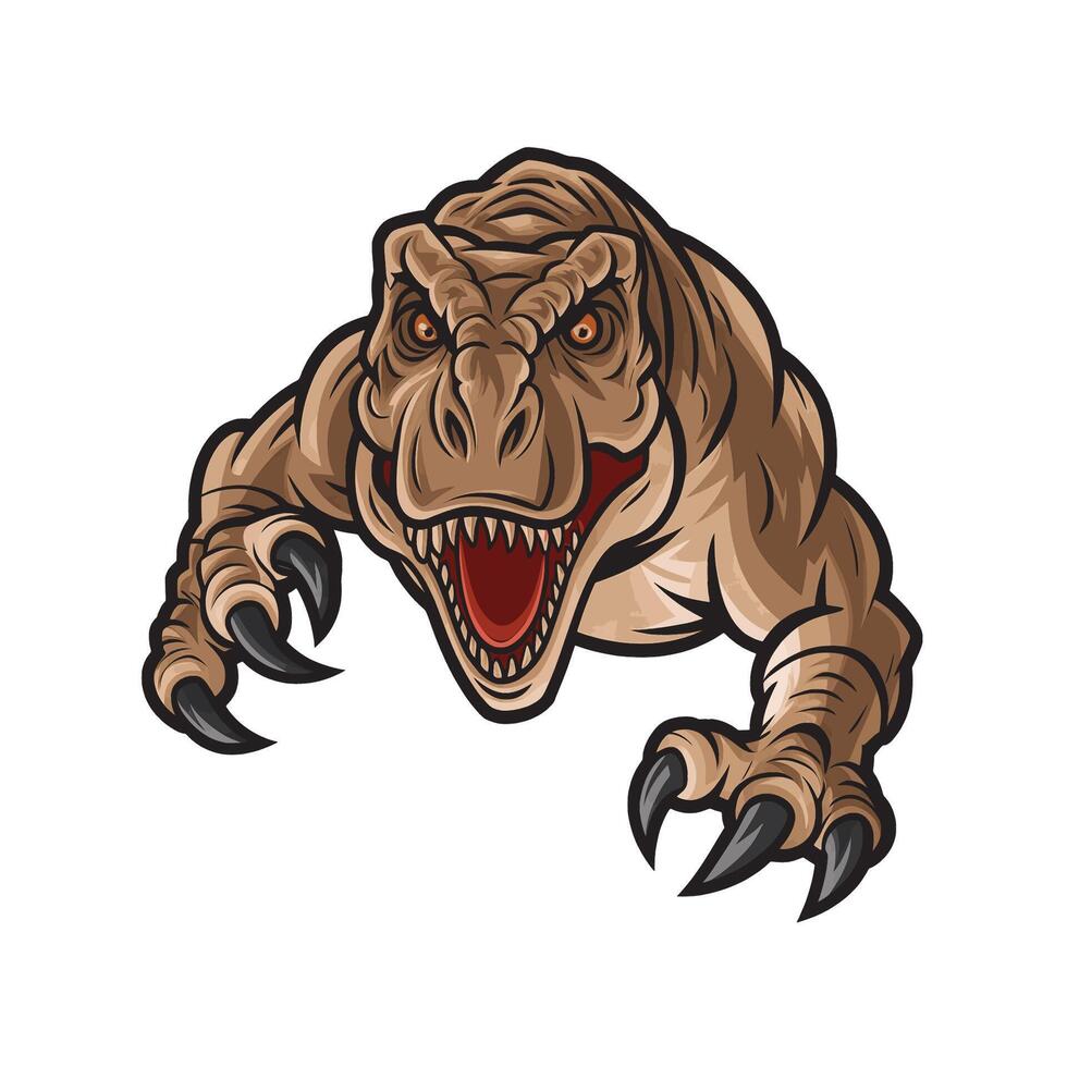 tyrannosaurus pose attacking with claws illustration logo design vector