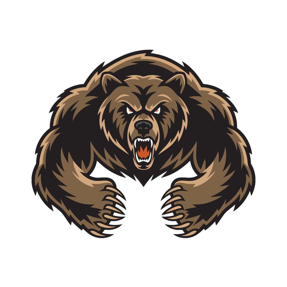 bear fierce attacking with claws logo design illustration vector