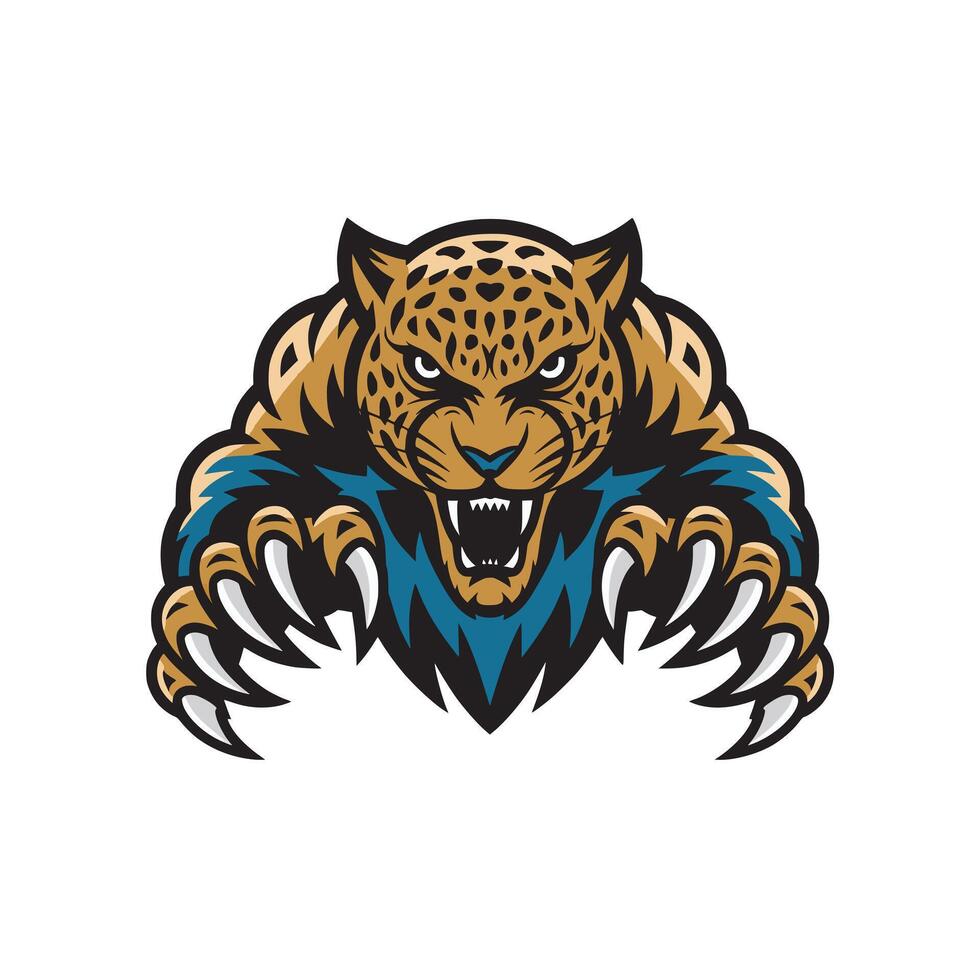 leopard attacking pose with claws logo illustration design vector
