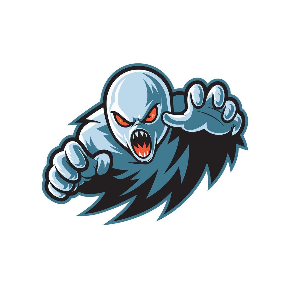 ghost fierce pose attacking design illustration logo vector