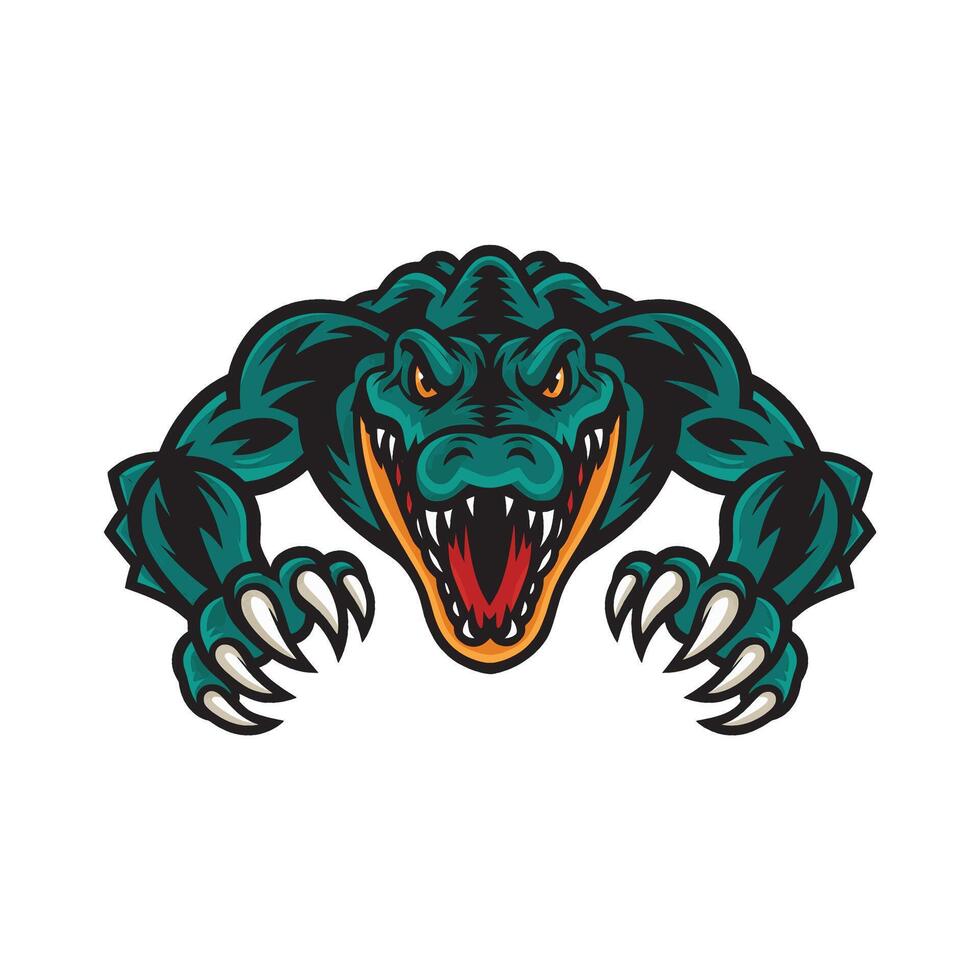 crocodile attacking with claws logo illustration design vector