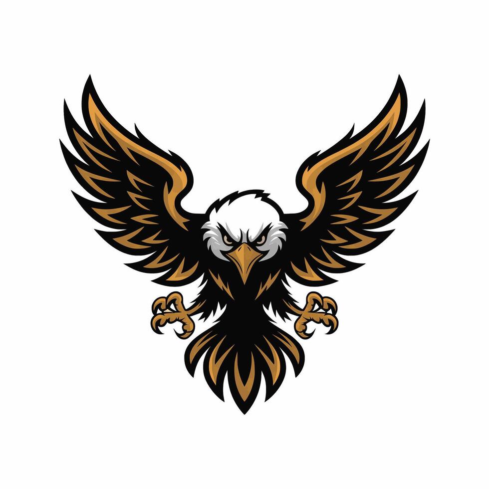 eagle fliying attacking pose with claws logo design illustration vector