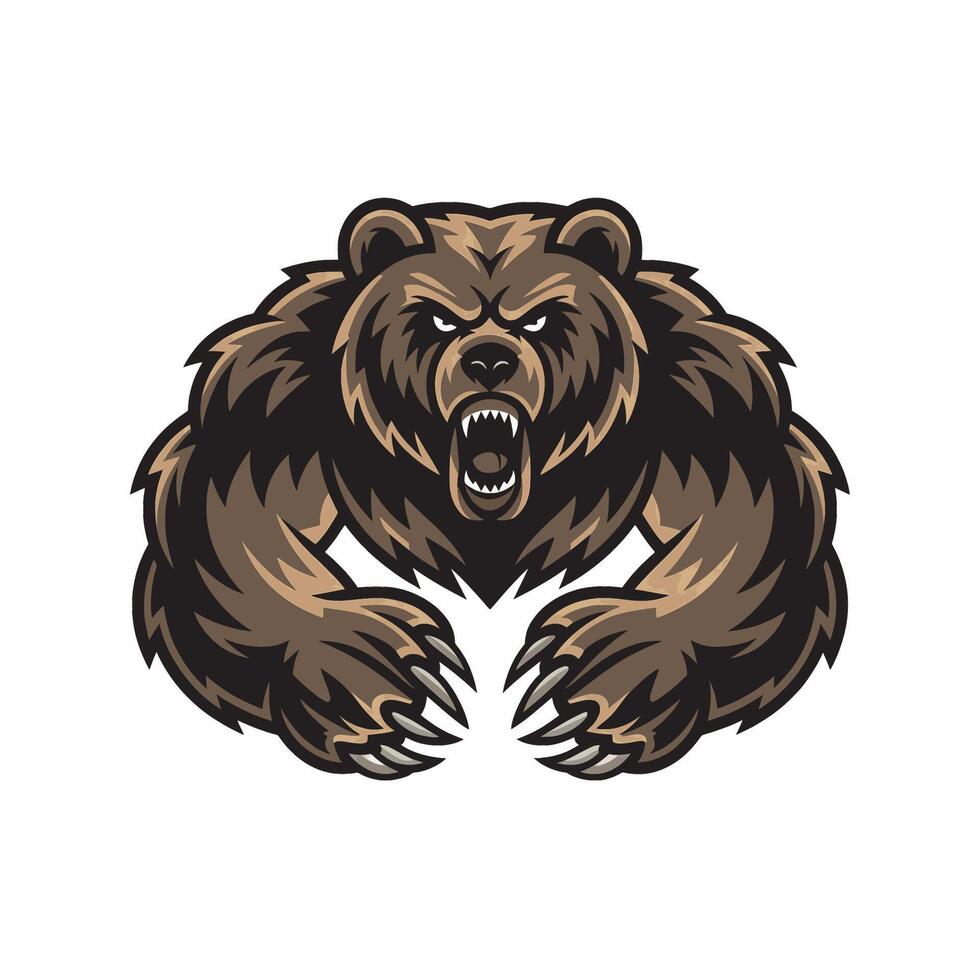 bear fierce attacking logo with claws design illustration vector
