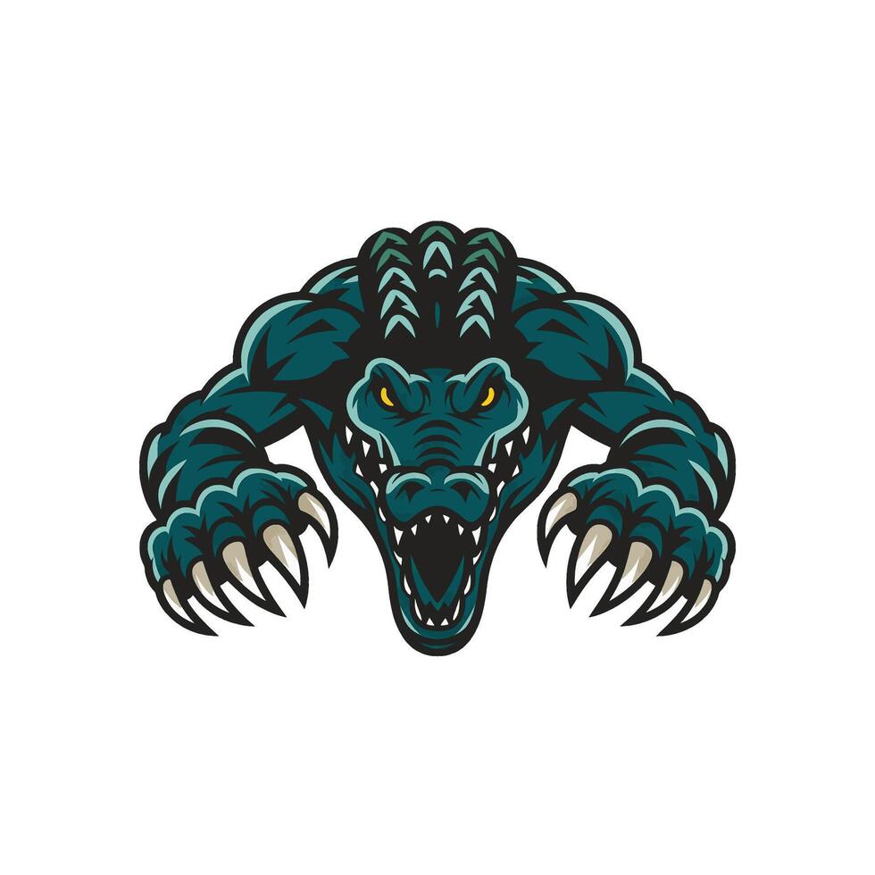 crocodile attacking pose with claws design illustration vector