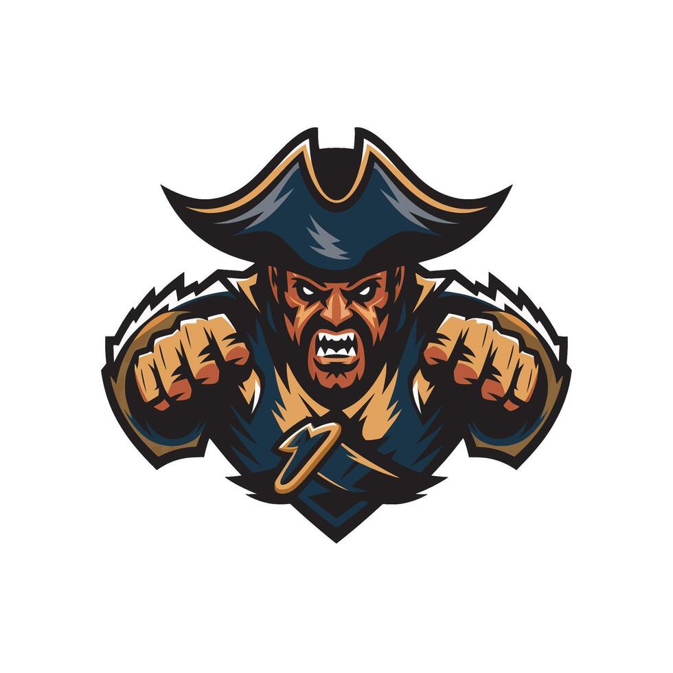 pirate angry pose design illustration logo vector