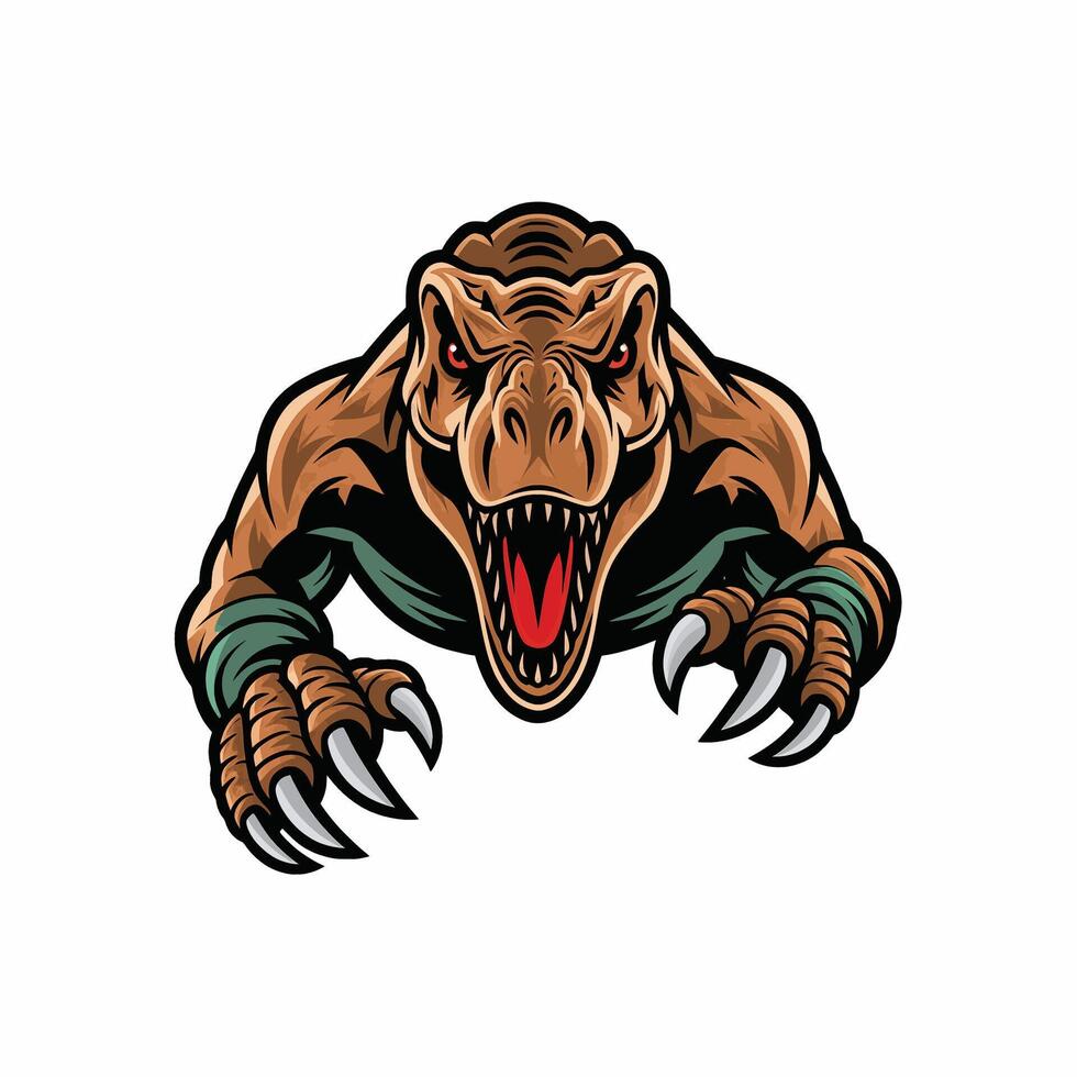 tyrannosaurus logo pose attacking with claws vector