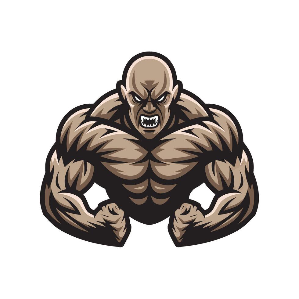 bodybuilder angry design illustration logo vector