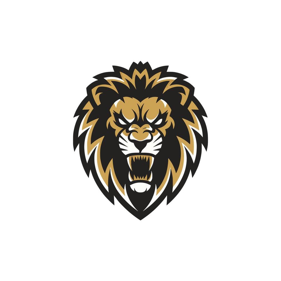 lion head pose logo illustration design vector