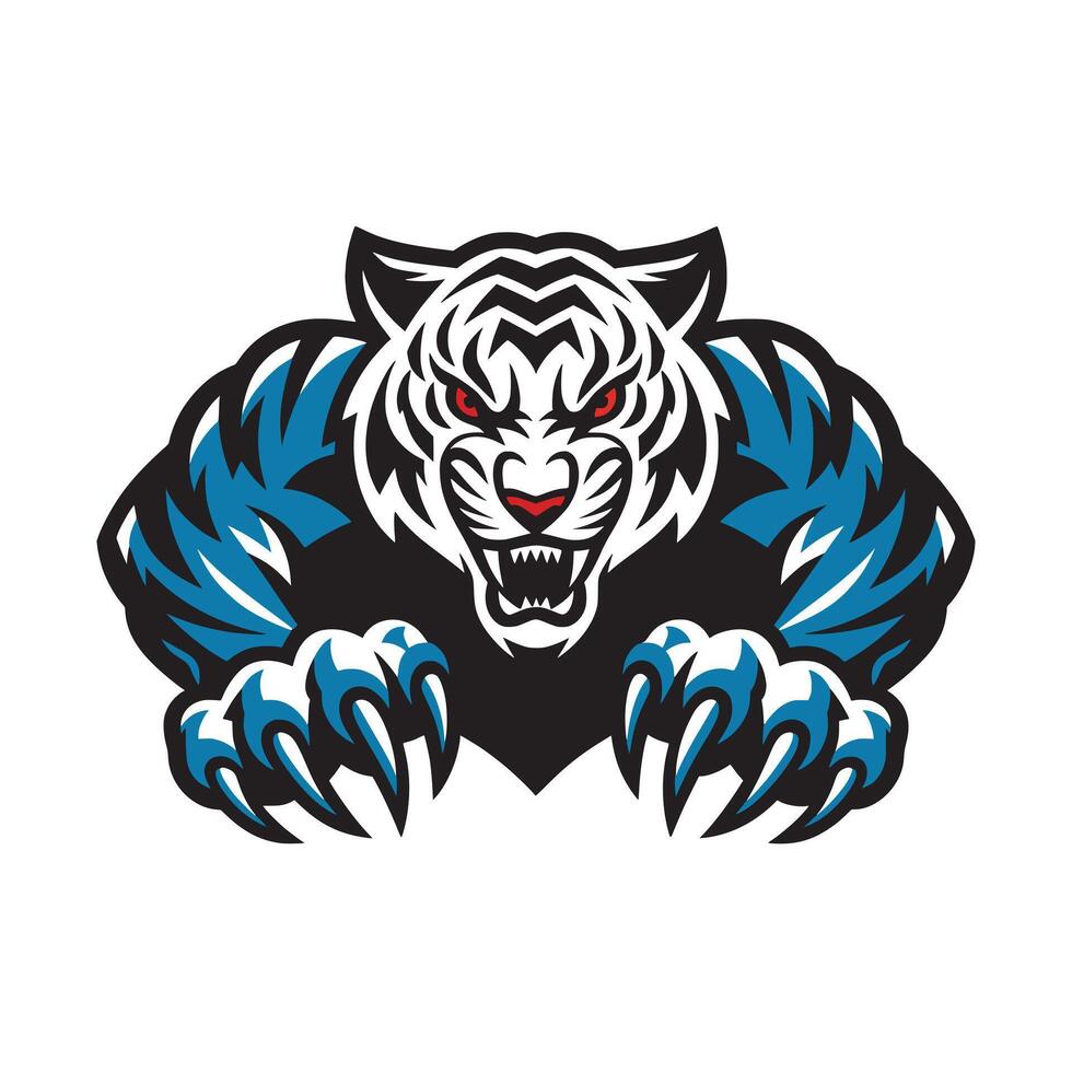 white tiger malignant design illustration logo on white background vector