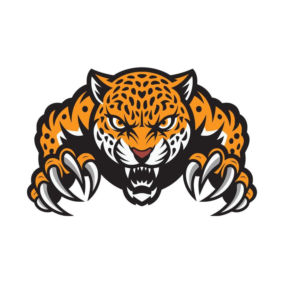 leopard attacking pose with claws design illustration logo vector