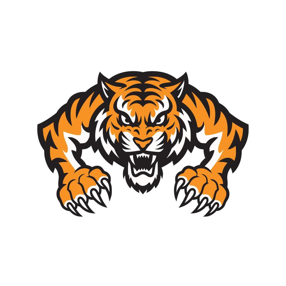 tiger attacking with claws logo on white background vector
