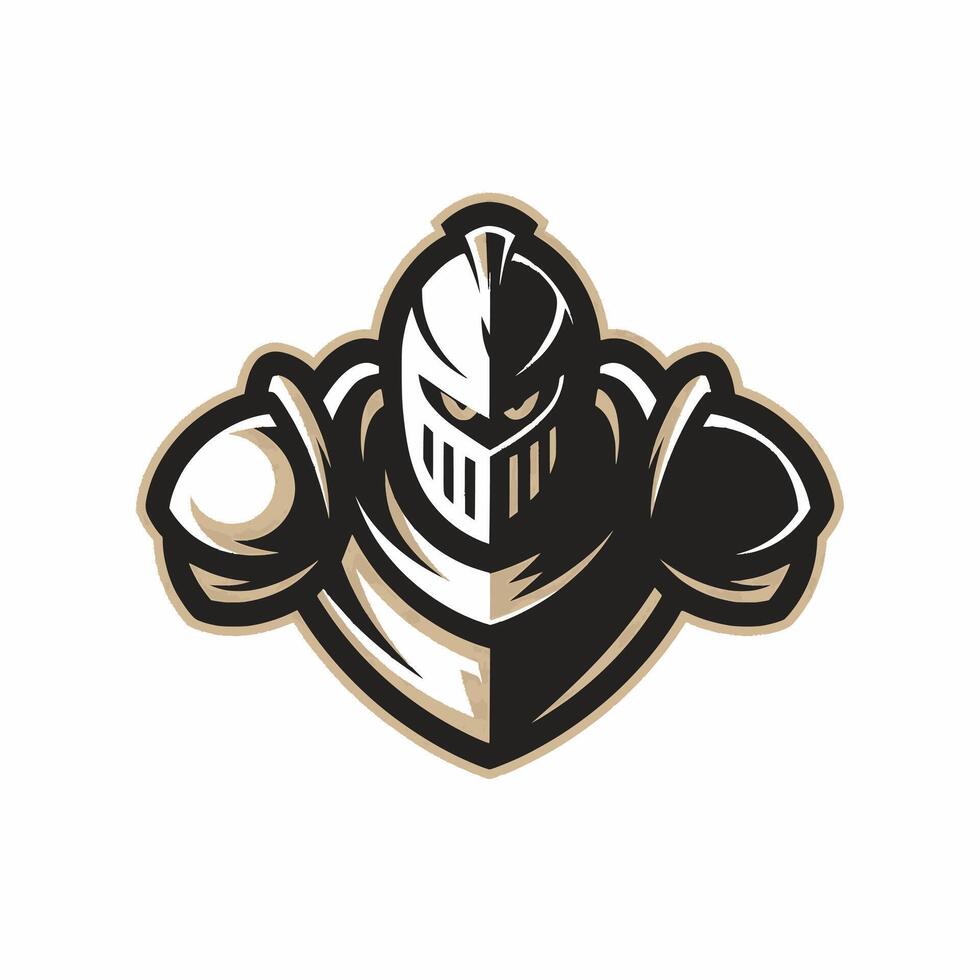 knight standing pose flat logo illustration vector