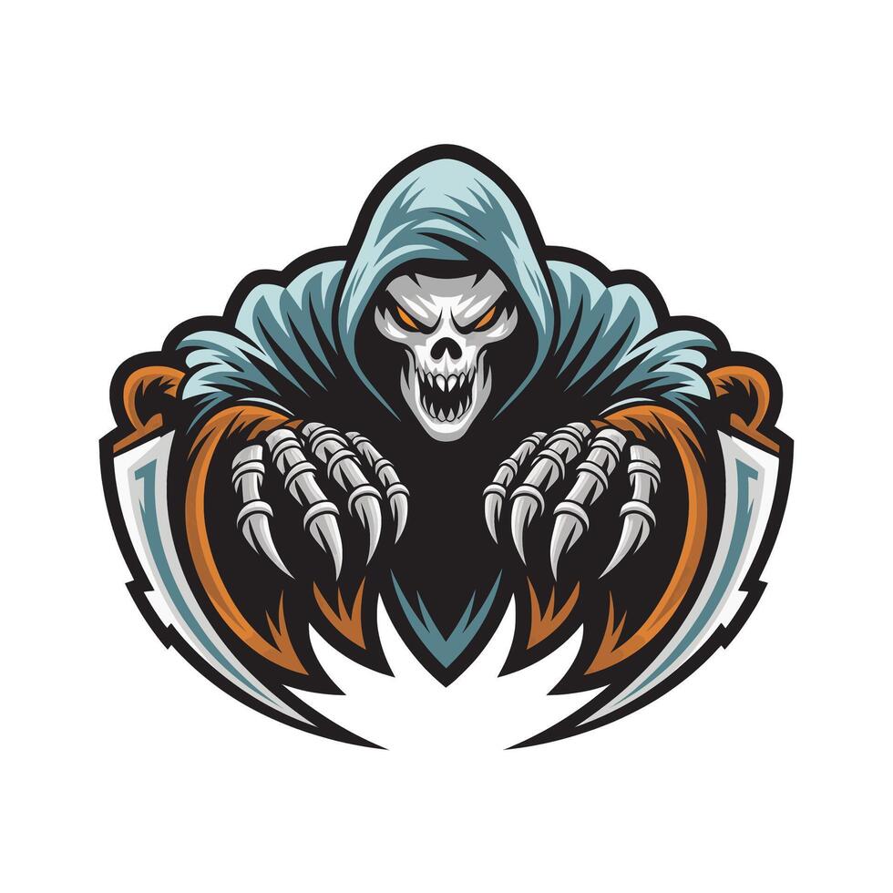 grim reaper attacking with claws design logo on white background vector