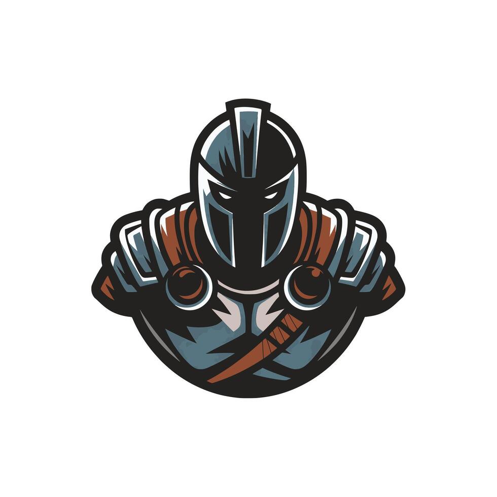 knight angry pose standing logo illustration vector