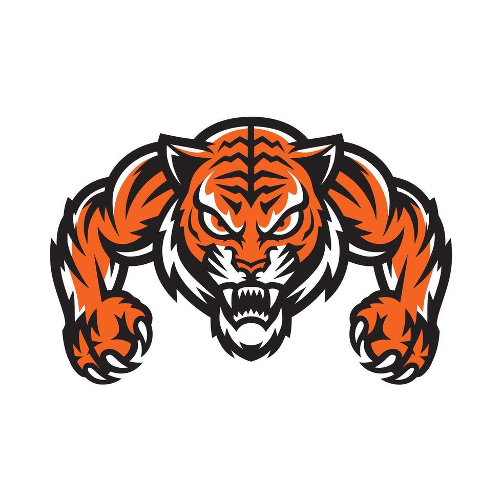 tiger attacking with claws logo illustration on white background vector
