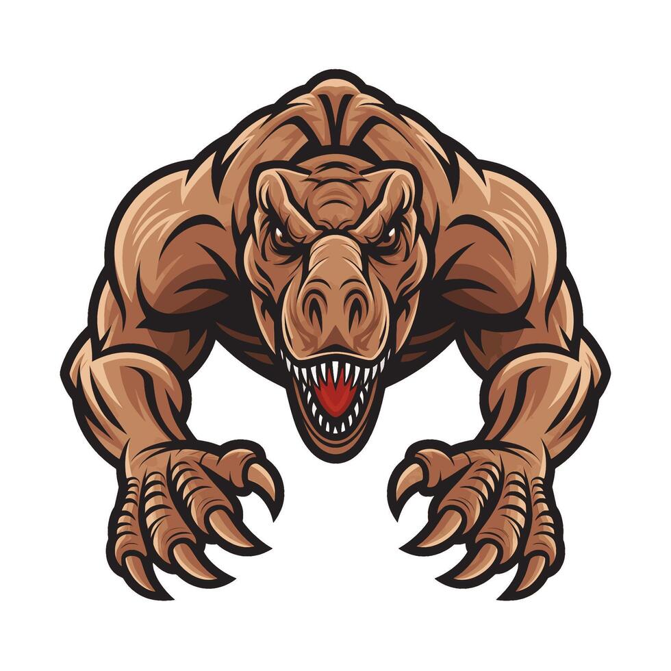tyrannosaurus pose attacking with claws on white background vector