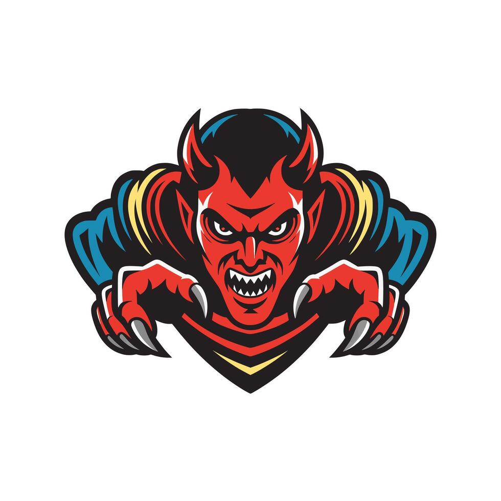 devil character design illustration logo on white background vector