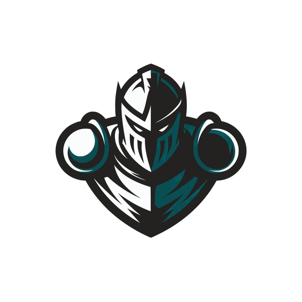 knight standing hold sword logo illustration vector