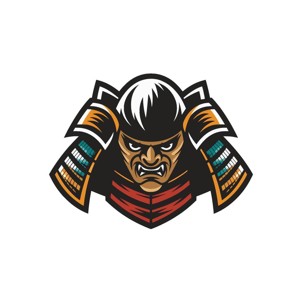 samurai wild character design logo illustration on white background vector