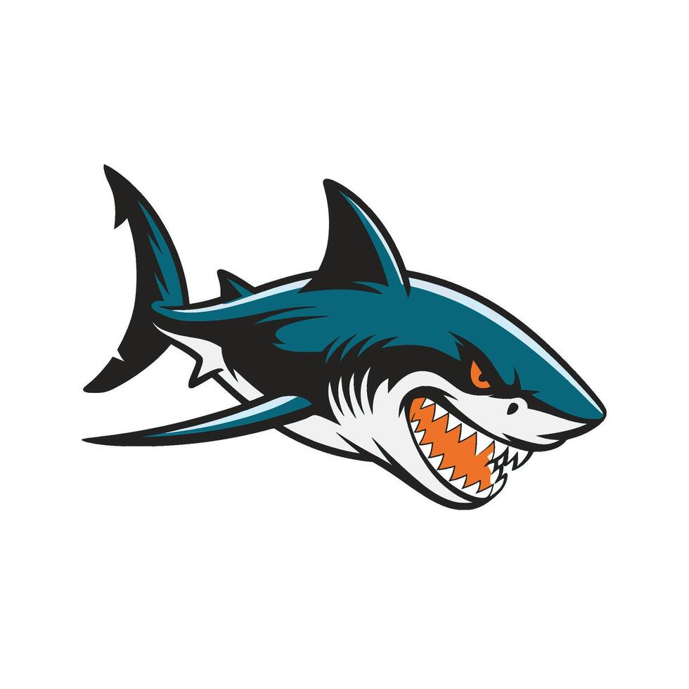 shark pose attacking illustration logo design on white background vector
