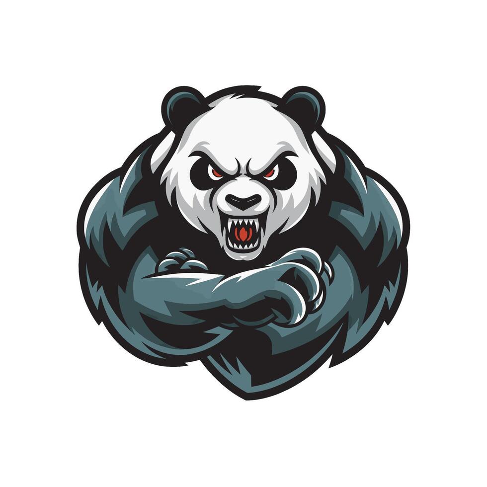 panda fierce attacking with punch logo wild design illustration vector