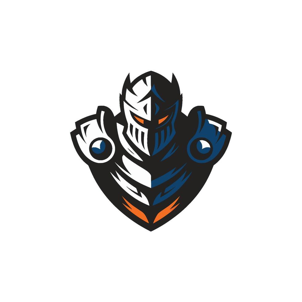 knight flat design pose standing illustration logo vector