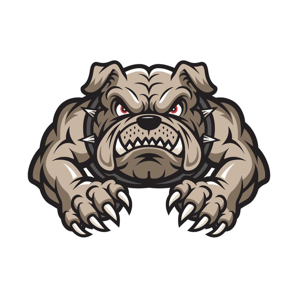 bulldog pose attacking with claws logo design illustration vector