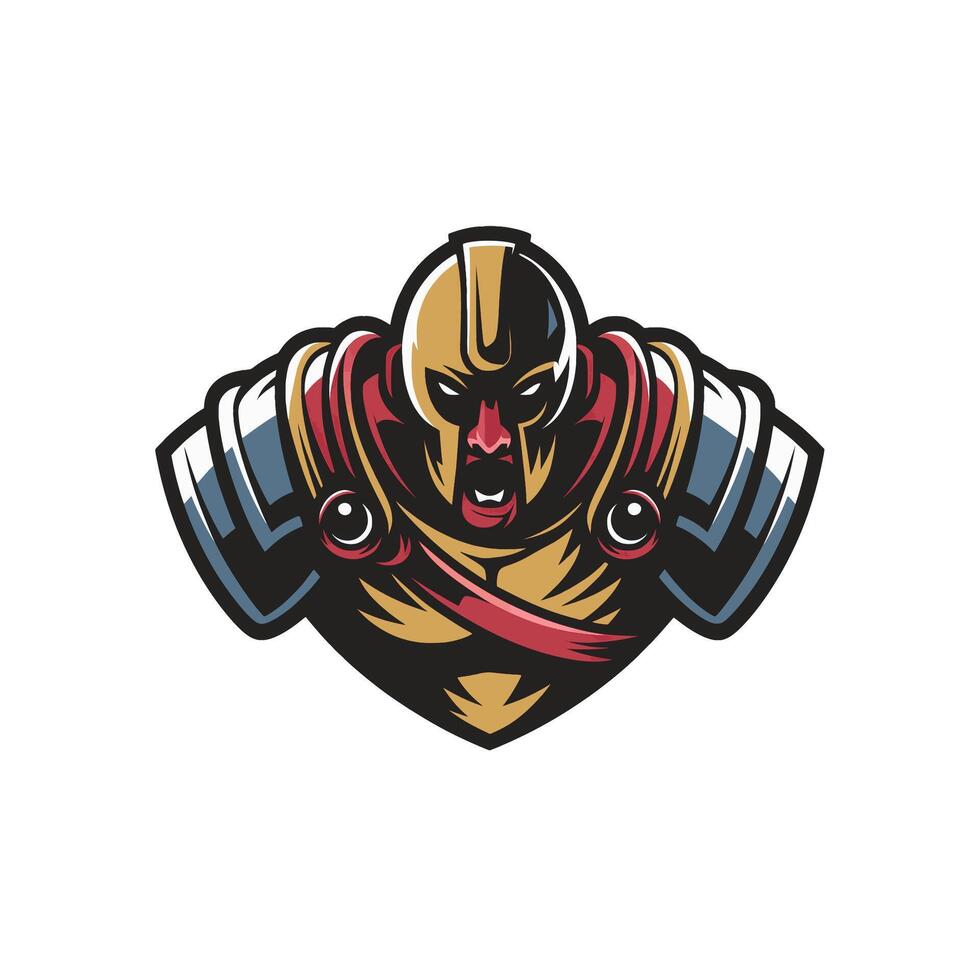 gladiator wild pose design illustration logo on white background vector