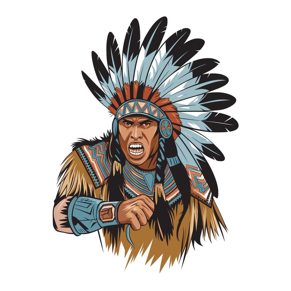 Indian tribal fierce characters design logo illustration vector